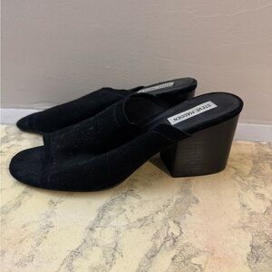 Steve Madden Black Suede 3inch Mules